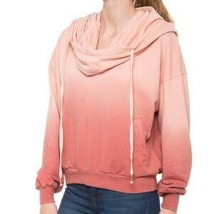 Young Fabulous & Broke Ombre Pink Coral Cowl Neck Hoodie Sweatshirt Size M